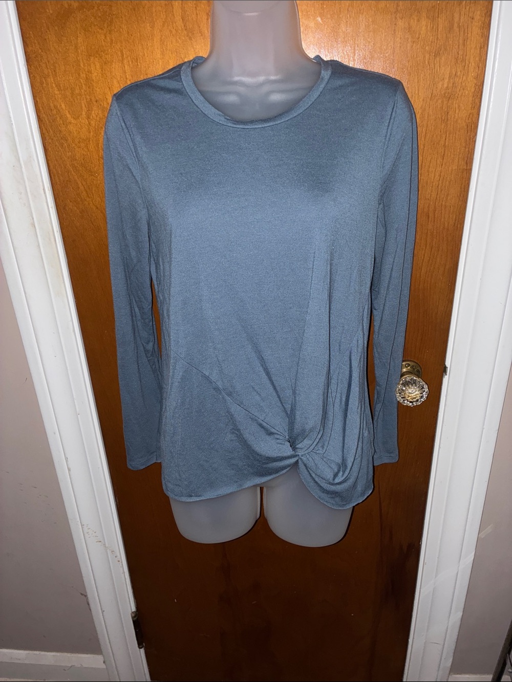 Vanilla Star Twist-Front Long Sleeve Top - Slate Blue